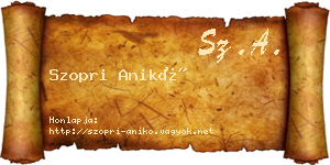 Szopri Anikó névjegykártya